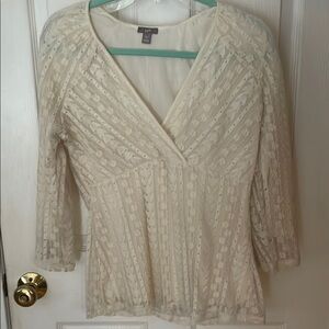 J Jill Cream gorgeous and feminine lacy Blouse